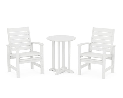 POLYWOOD® Signature 3-Piece Round Farmhouse Bistro Dining Set in White