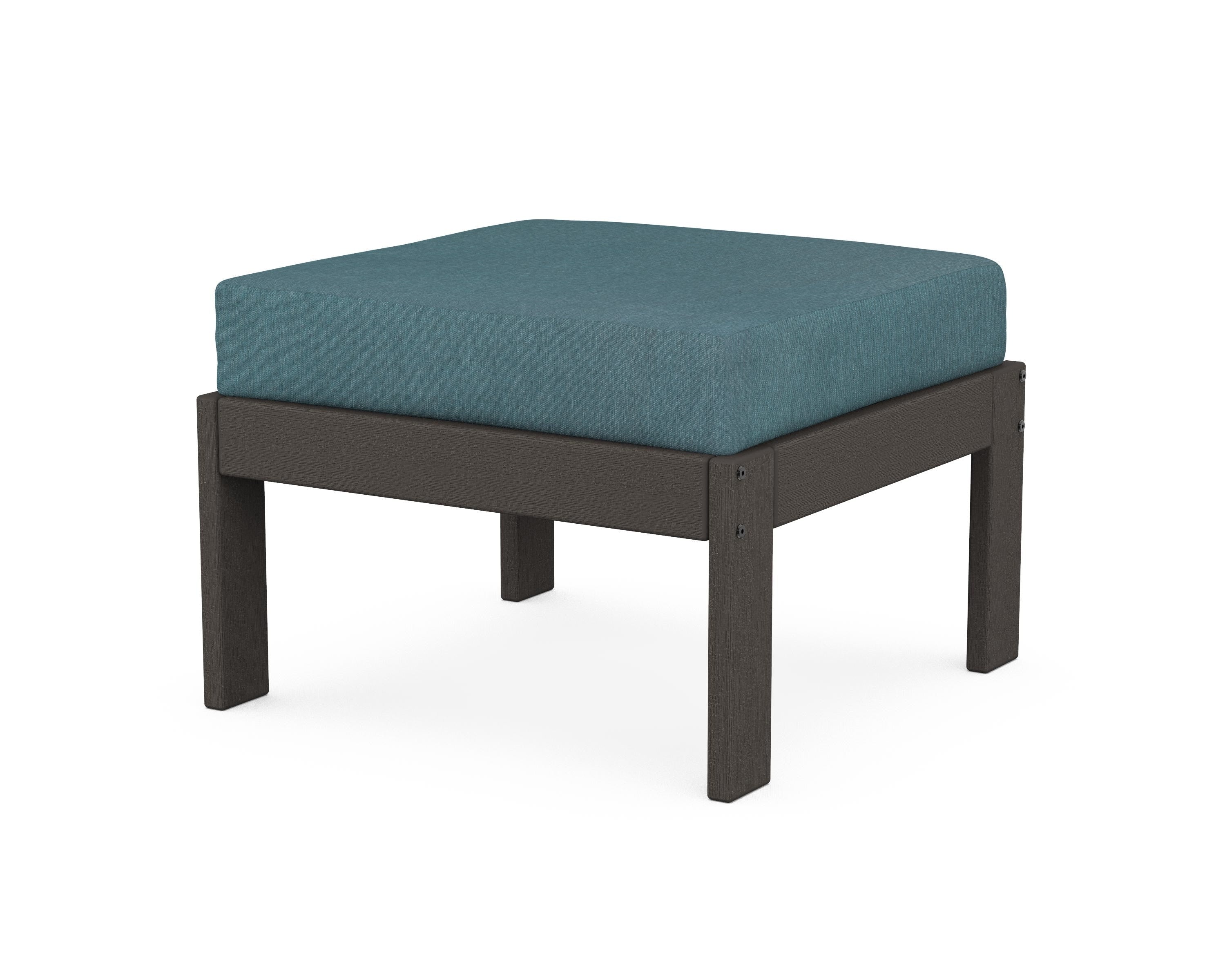 POLYWOOD® Vineyard Modular Ottoman in Vintage Coffee / Ocean Teal