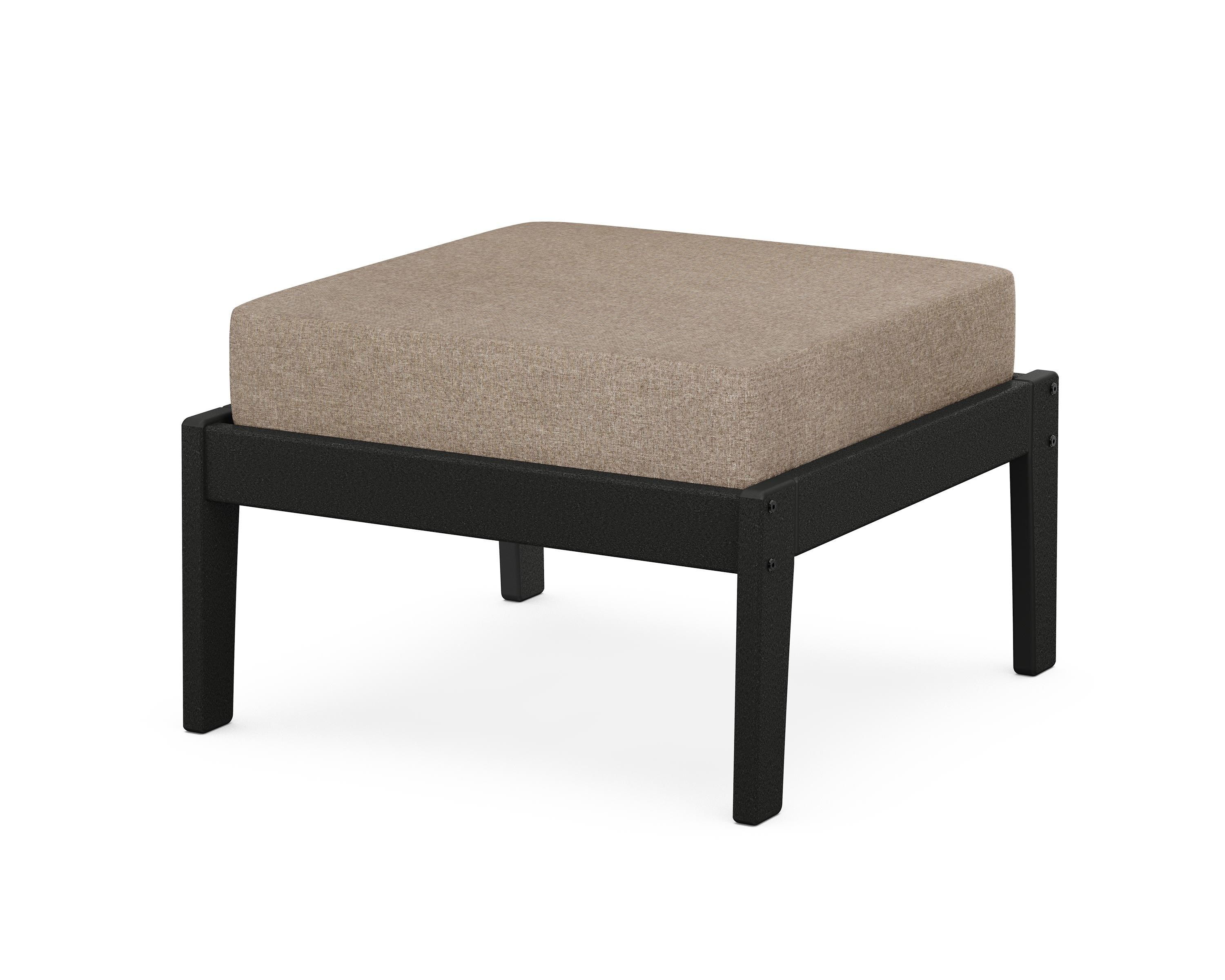 Unbranded Deep Seating Ottoman in Black / Spiced Burlap
