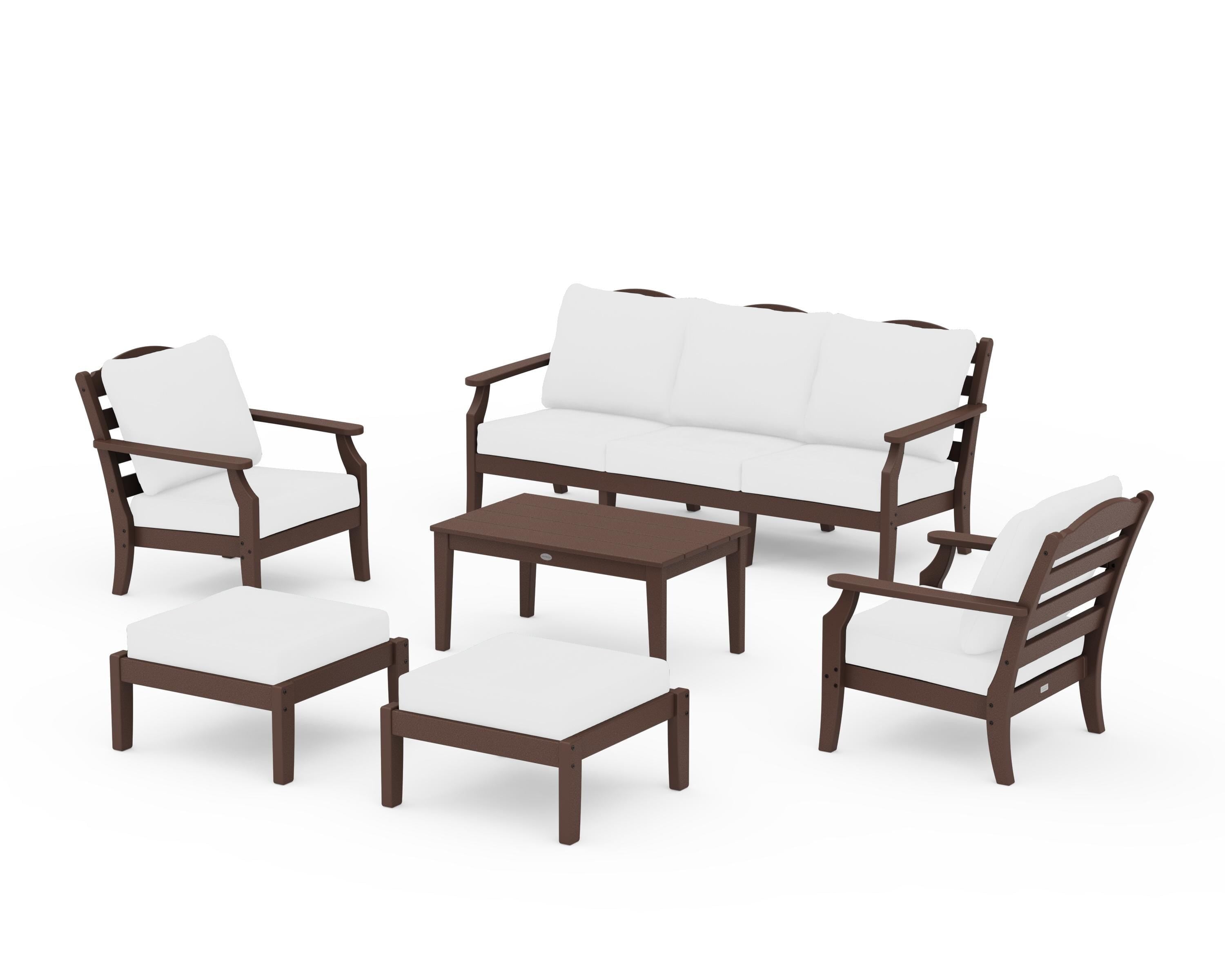 Draper James™ by  POLYWOOD® Savannah 6-Piece Lounge Sofa Set in Mahogany / Natural