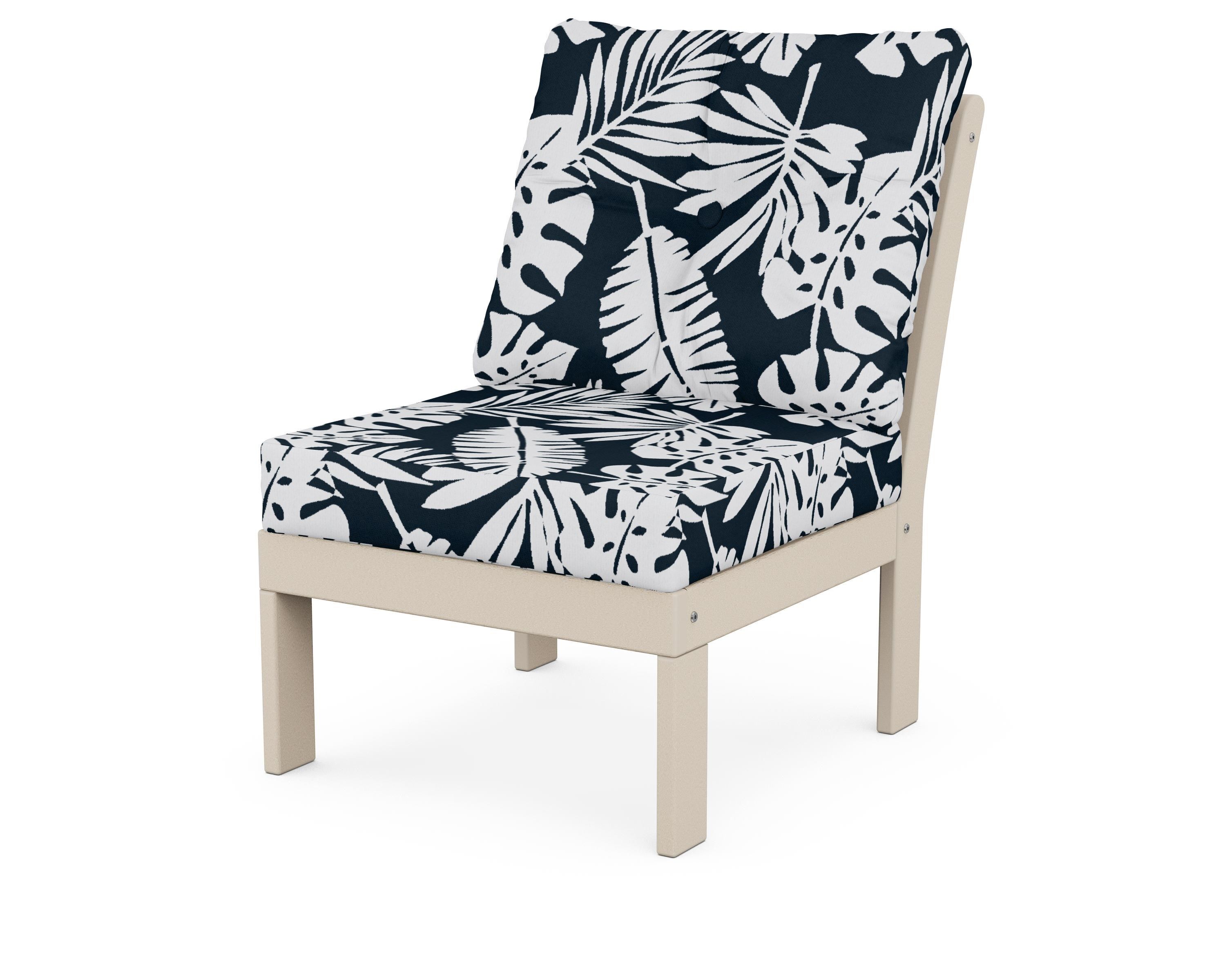 POLYWOOD® Vineyard Modular Armless Chair in Sand / Leaf Marine Indigo