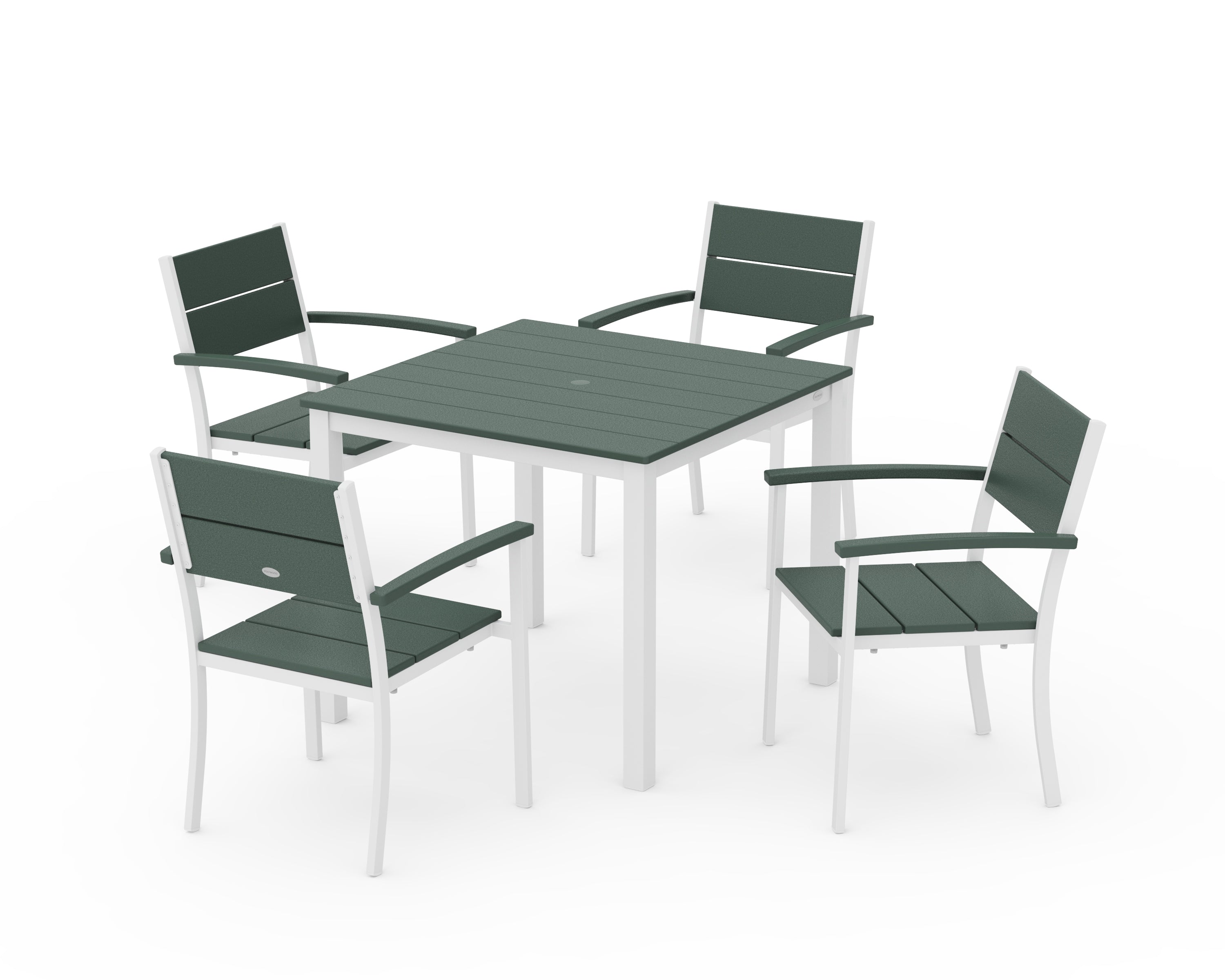 POLYWOOD® Main Street 5-Piece Dining Set in White / Green