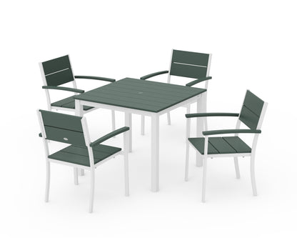 POLYWOOD® Main Street 5-Piece Dining Set in White / Green