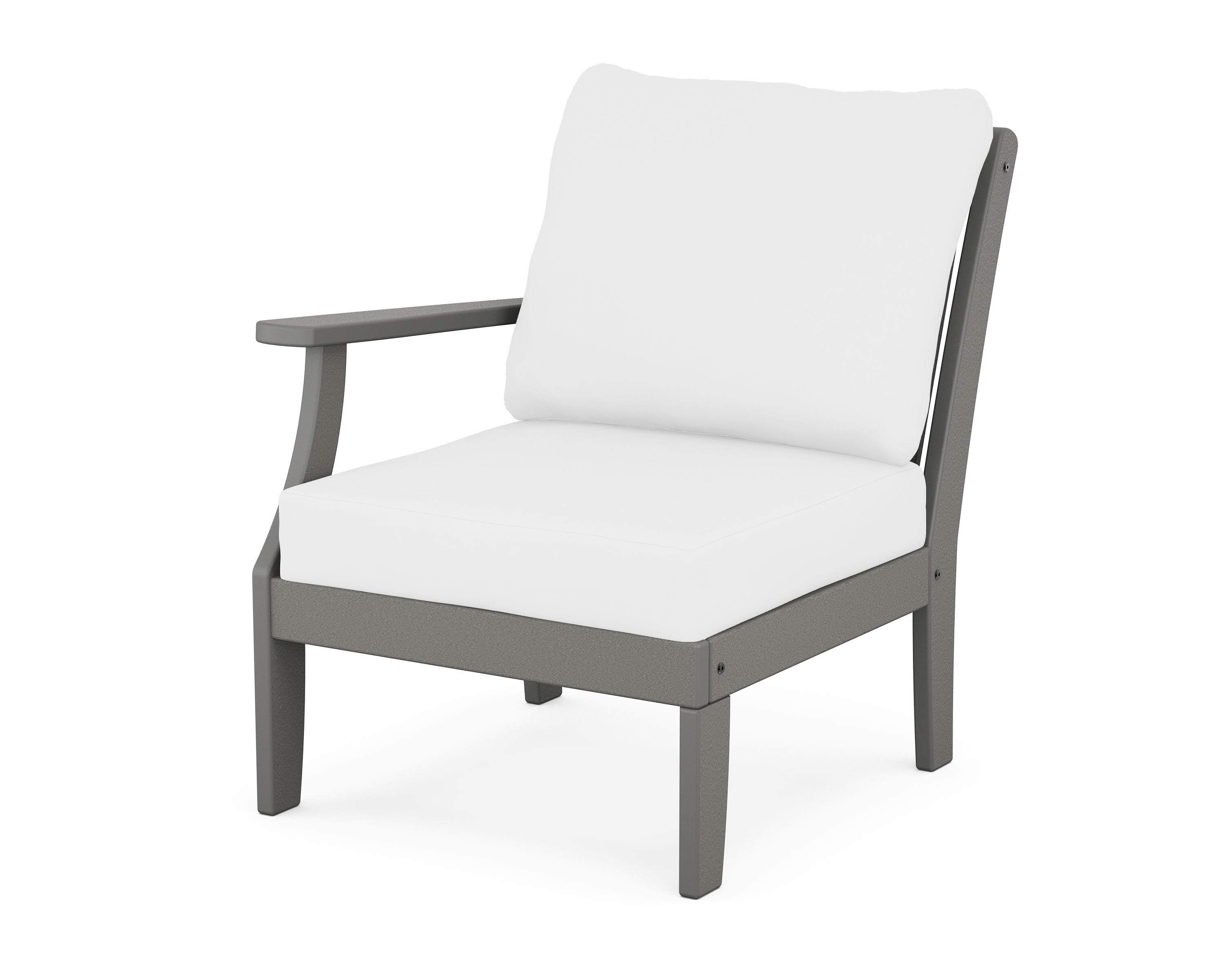 POLYWOOD® Braxton Modular Left Arm Chair in Slate Grey / Natural