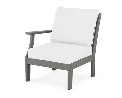 POLYWOOD® Braxton Modular Left Arm Chair in Slate Grey / Natural