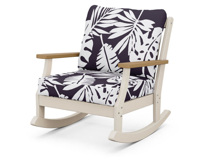 POLYWOOD® Braxton Deep Seating Rocking Chair in Sand / Natural / Leaf Navy