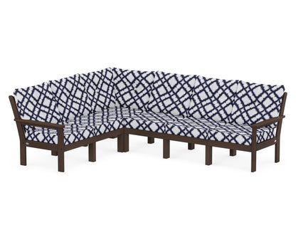 POLYWOOD® Vineyard 6-Piece Sectional in Mahogany / Trellis Navy