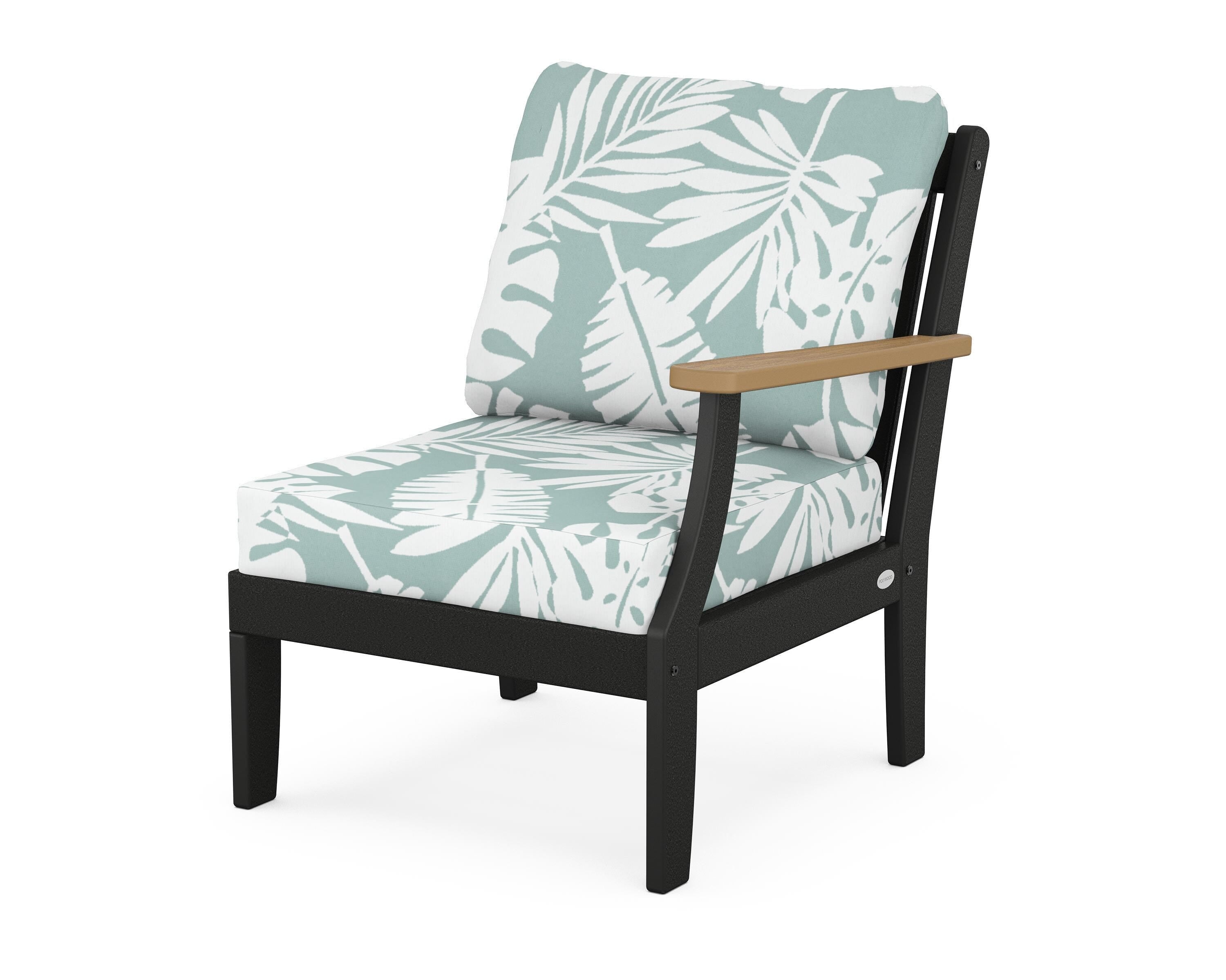 POLYWOOD® Braxton Modular Right Arm Chair in Black / Natural / Leaf Glacier Spa