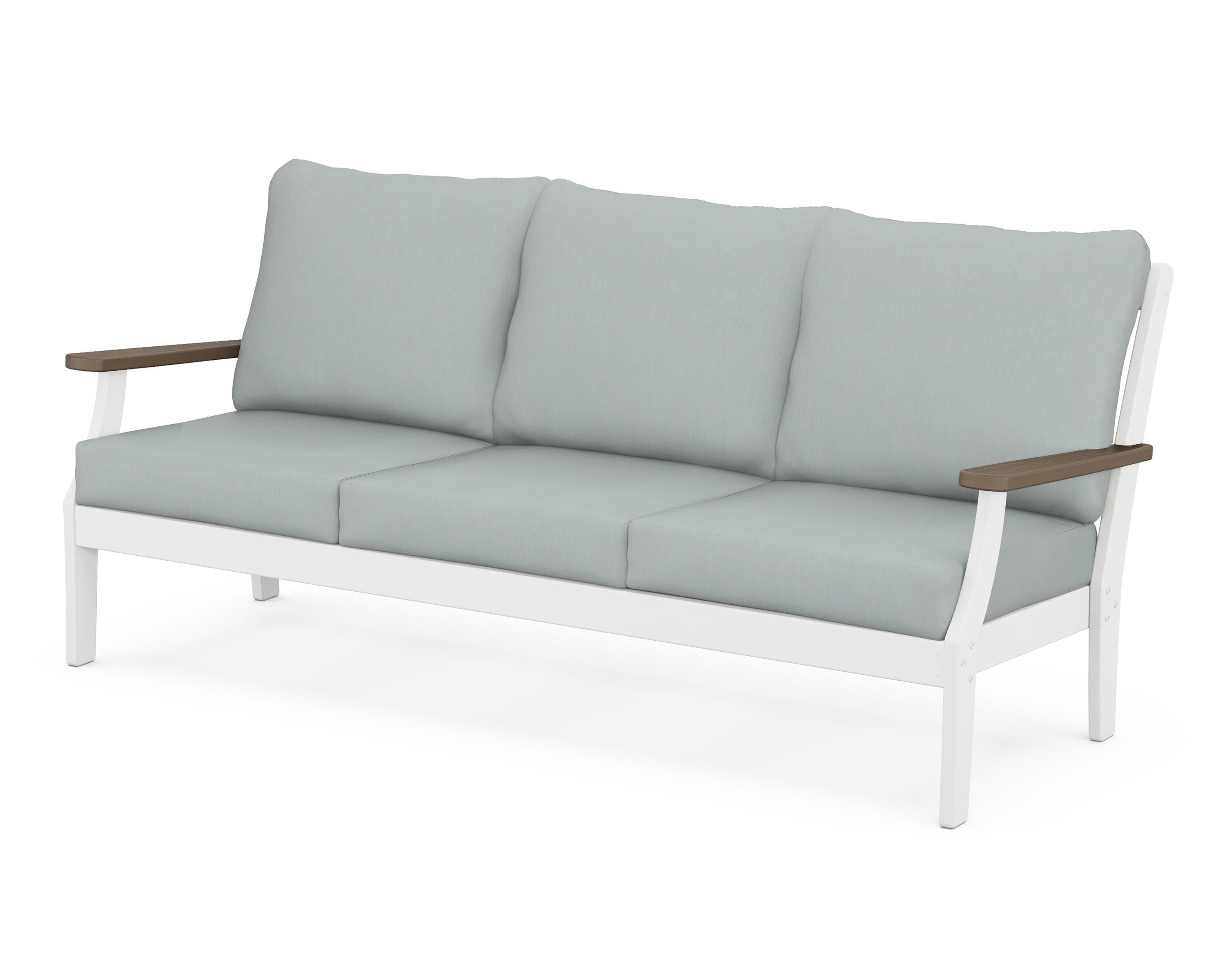 POLYWOOD® Braxton Deep Seating Sofa in White / Kona / Spa