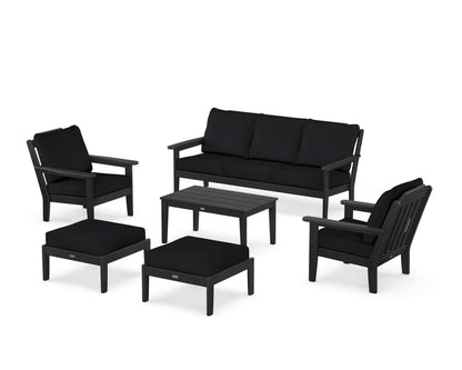 Country Living Cottage 6-Piece Lounge Sofa Set in Black / Midnight Linen