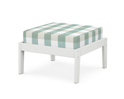 Unbranded Deep Seating Ottoman in White / Buffalo Plaid Glacier Spa