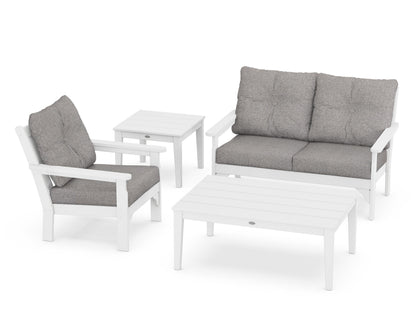 POLYWOOD® Vineyard 4-Piece Deep Seating Set in White / Grey Mist