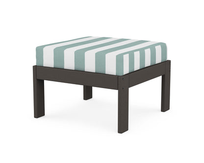 POLYWOOD® Vineyard Modular Ottoman in Vintage Coffee / Cabana Stripe Glacier Spa