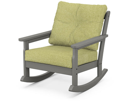 POLYWOOD® Vineyard Deep Seating Rocking Chair in Slate Grey / Chartreuse Boucle