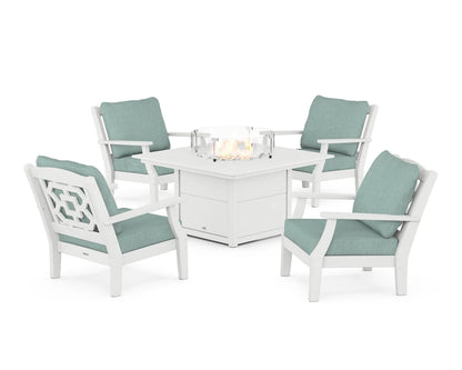 Chinoiserie 5-Piece Deep Seating Set with Fire Pit Table
