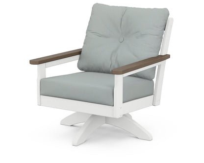 POLYWOOD® Vineyard Deep Seating Swivel Chair in White / Kona / Spa