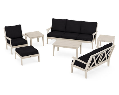 POLYWOOD® Braxton 7-Piece Deep Seating Set in Sand / Midnight Linen