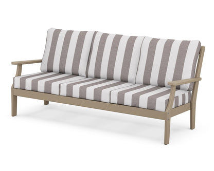 POLYWOOD® Braxton Deep Seating Sofa in Vintage Sahara / Cabana Stripe Grey Mist