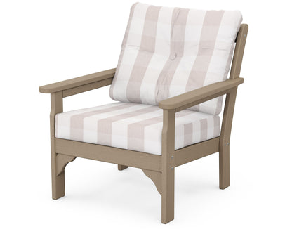 POLYWOOD® Vineyard Deep Seating Chair in Vintage Sahara / Buffalo Plaid Dune Burlap