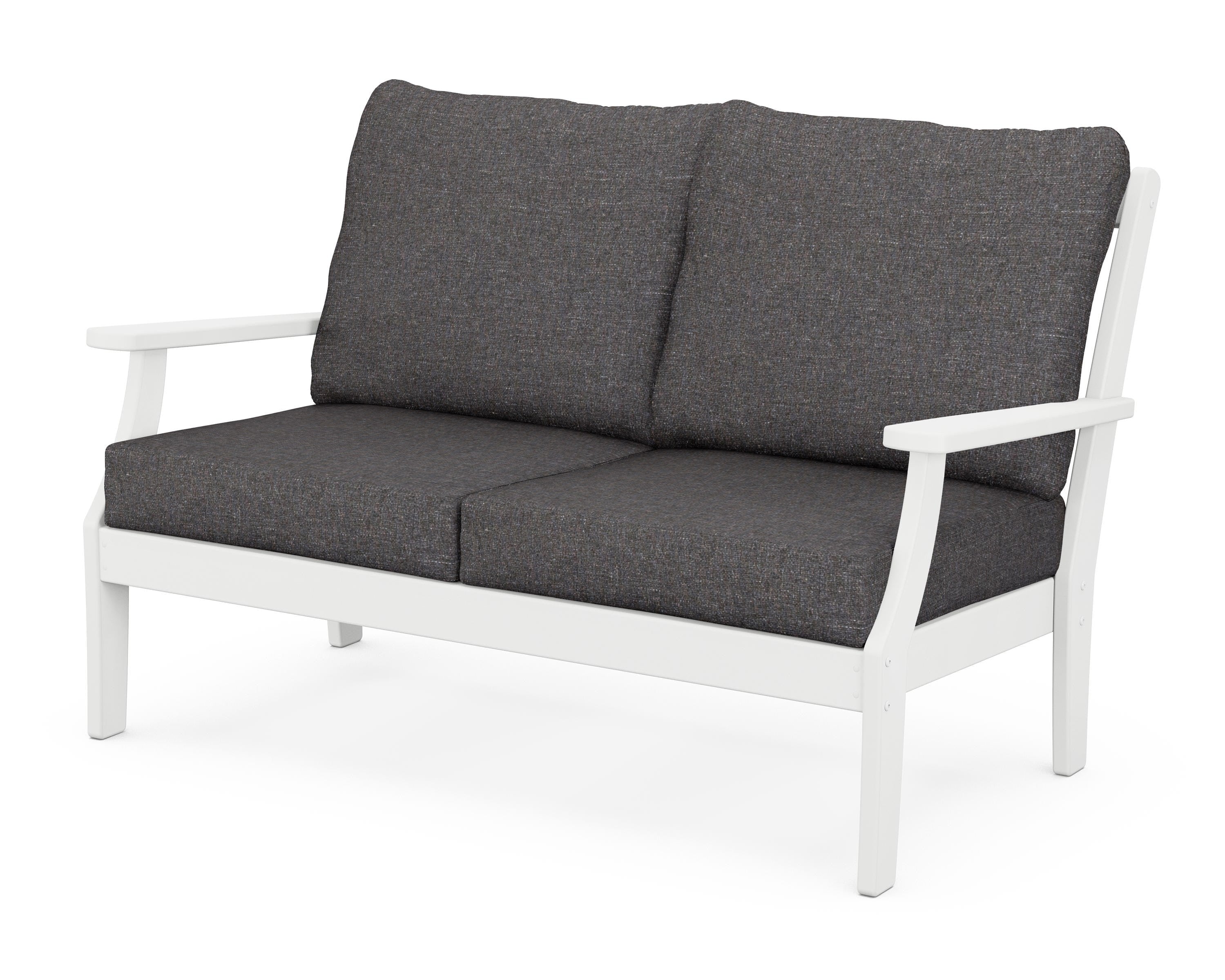 POLYWOOD® Braxton Deep Seating Loveseat in White / Ash Charcoal