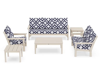 POLYWOOD® Vineyard 6-Piece Deep Seating Set in Sand / Trellis Navy