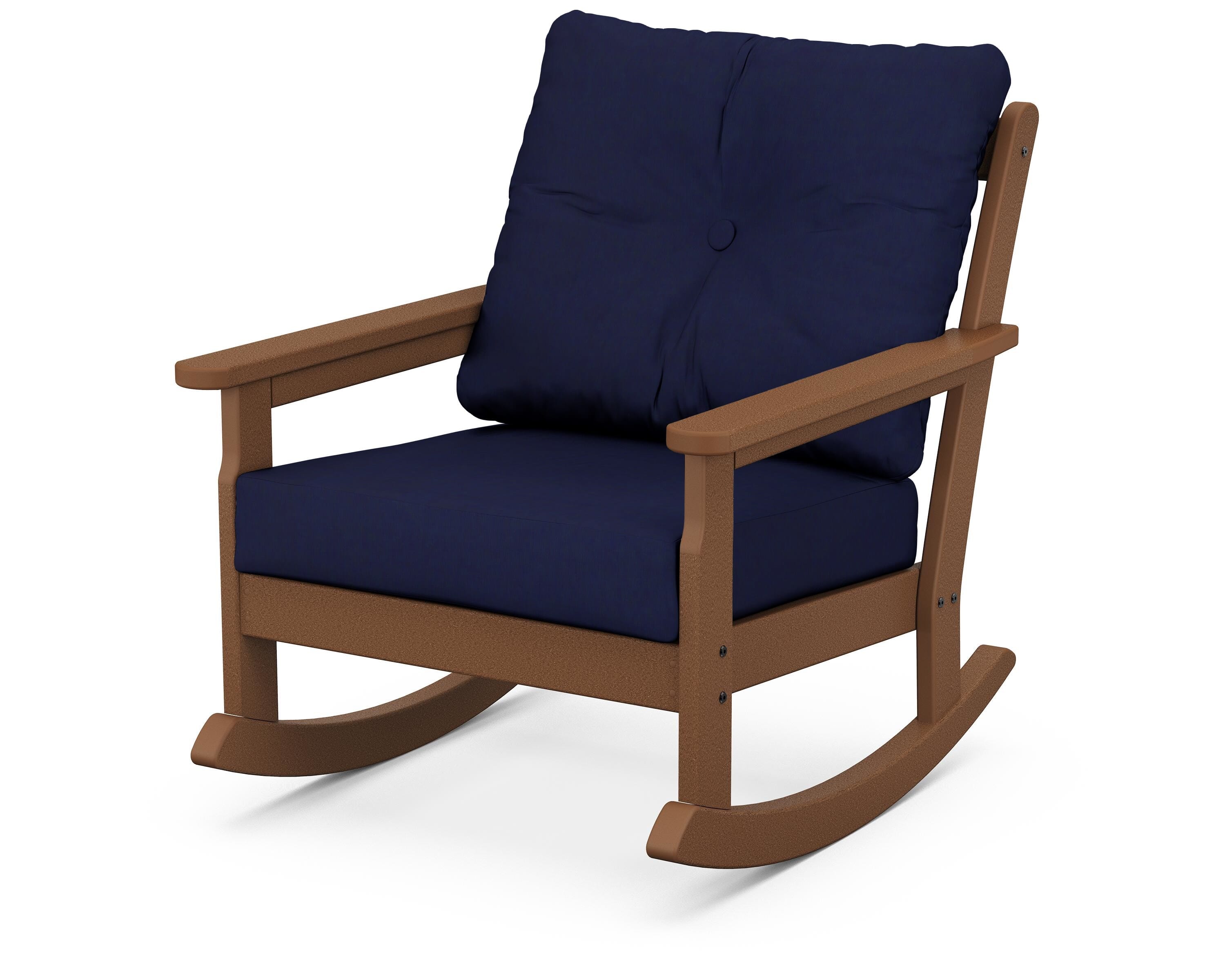 POLYWOOD® Vineyard Deep Seating Rocking Chair in Teak / Navy