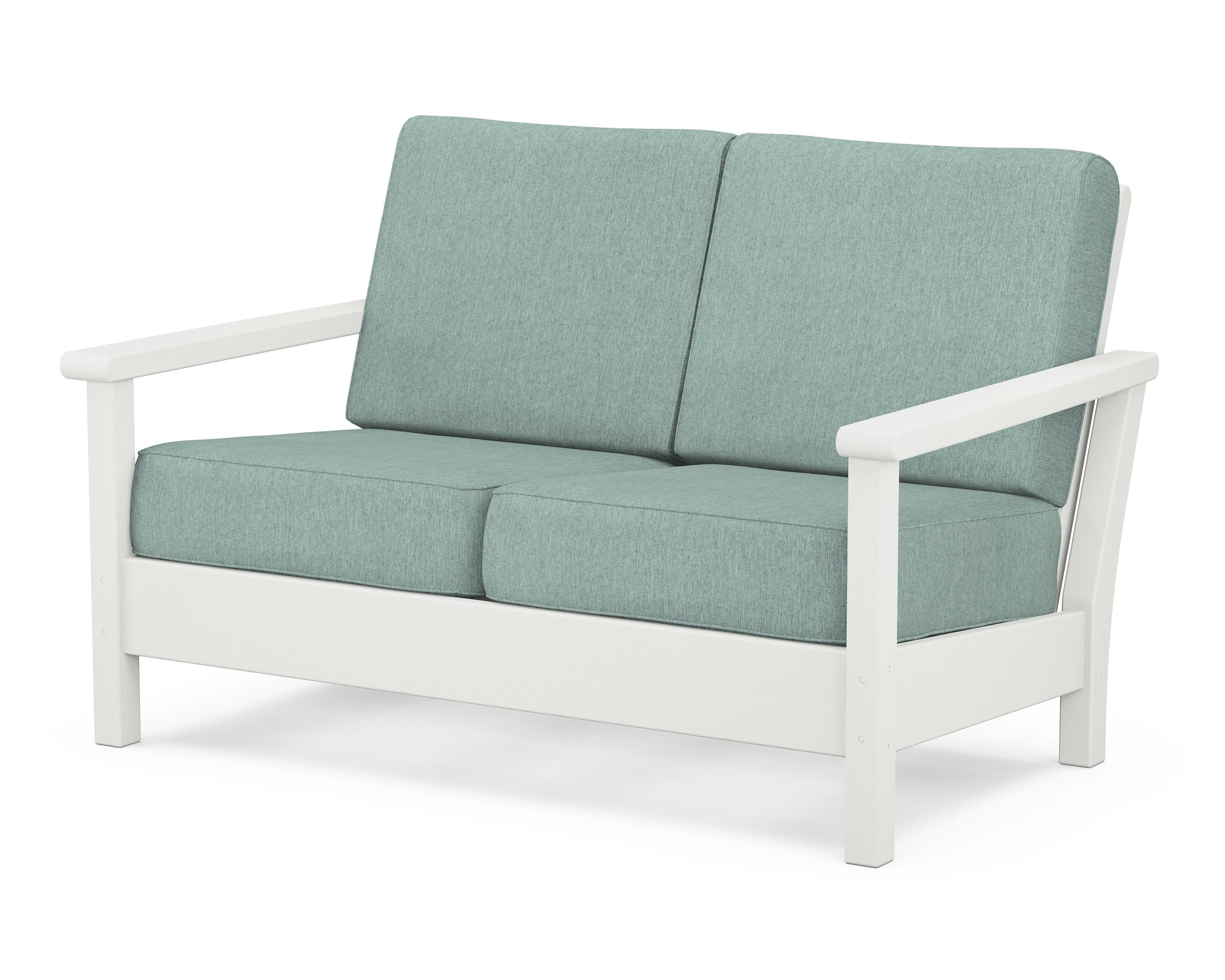 POLYWOOD® Harbour Deep Seating Loveseat in Vintage White / Glacier Spa
