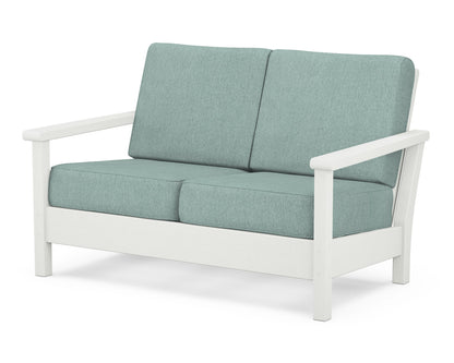 POLYWOOD® Harbour Deep Seating Loveseat in Vintage White / Glacier Spa