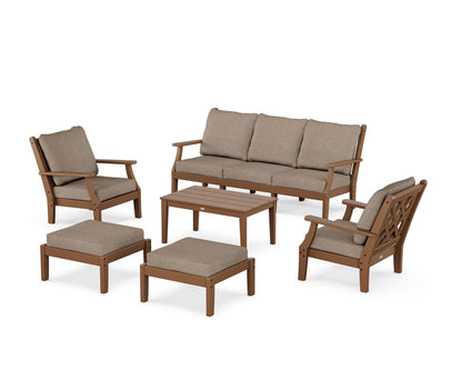 Country Living Wovendale 6-Piece Lounge Sofa Set in Teak / Spiced Burlap