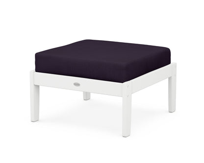 POLYWOOD® Braxton Deep Seating Ottoman in White / Navy Linen
