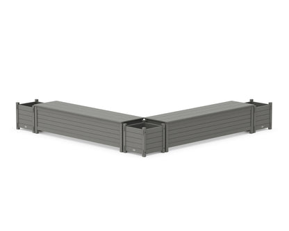 POLYWOOD® 72" Nautical L- Shaped Planter Storage Bench Corner Set in Slate Grey
