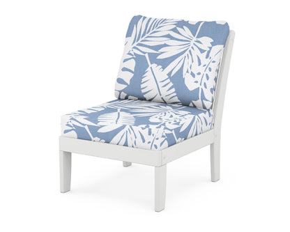 POLYWOOD® Braxton Modular Armless Chair in White / Leaf Sky Blue