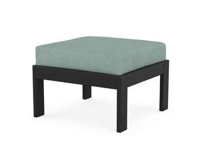 POLYWOOD® Vineyard Modular Ottoman in Black / Glacier Spa