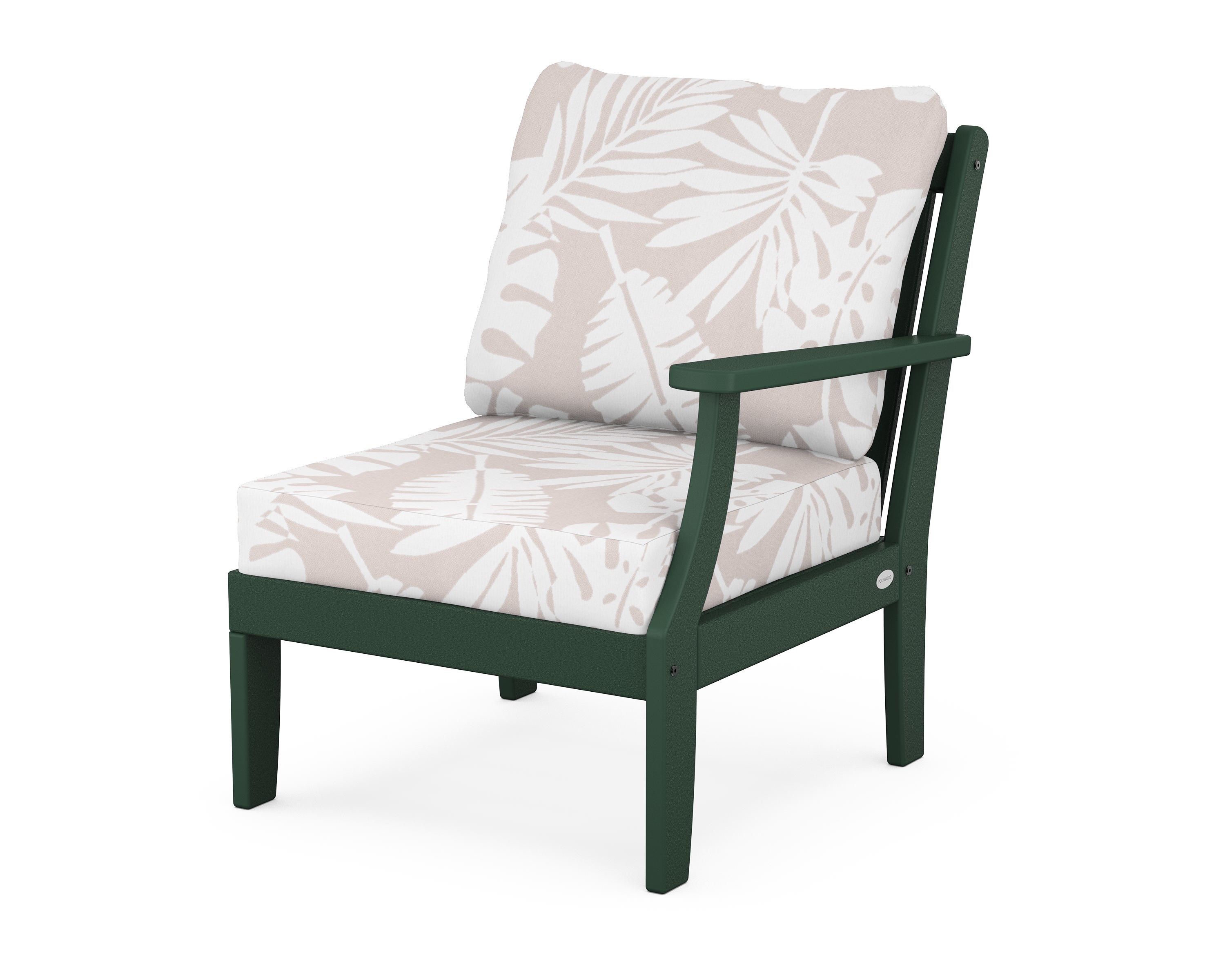 POLYWOOD® Braxton Modular Right Arm Chair in Green / Leaf Dune Burlap