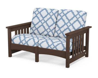 POLYWOOD® Club Mission Loveseat in Mahogany / Trellis Sky Blue