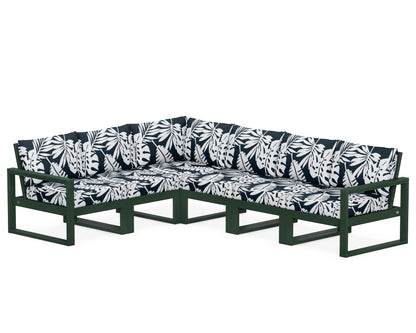 POLYWOOD® EDGE 6-Piece Modular Deep Seating Set in Green / Leaf Marine Indigo