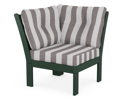 POLYWOOD® Vineyard Modular Corner Chair in Green / Cabana Stripe Grey Mist