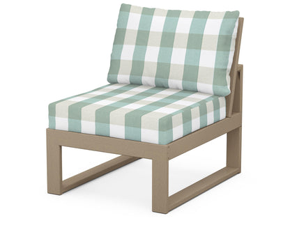 Unbranded Modular Armless Chair in Vintage Sahara / Buffalo Plaid Glacier Spa
