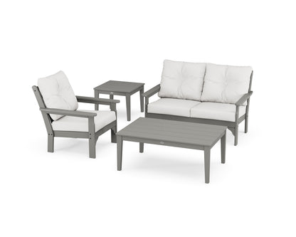 POLYWOOD® Vineyard 4-Piece Deep Seating Set in Slate Grey / Natural Linen
