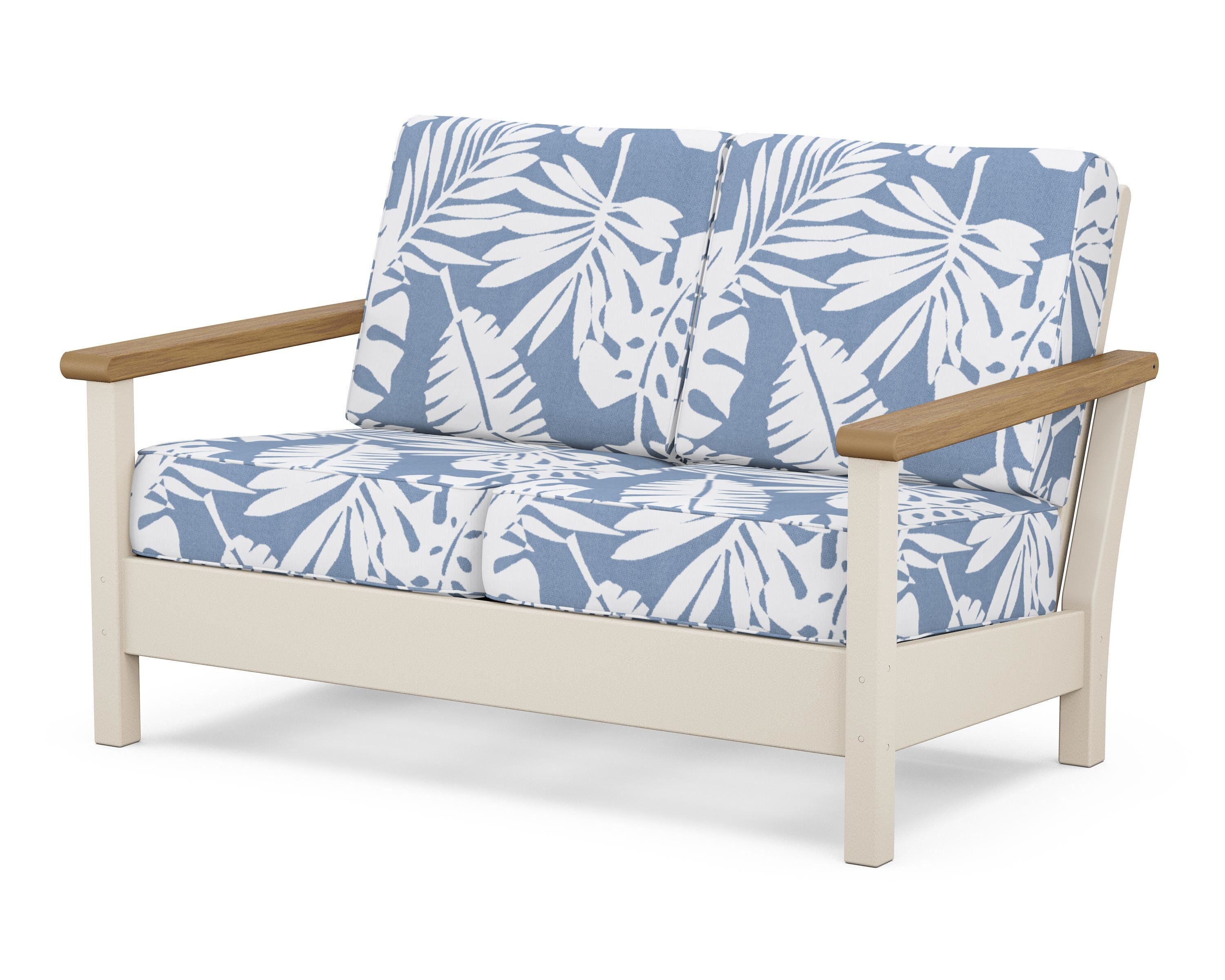 POLYWOOD® Harbour Deep Seating Loveseat in Sand / Natural / Leaf Sky Blue