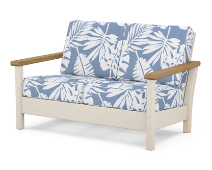 POLYWOOD® Harbour Deep Seating Loveseat in Sand / Natural / Leaf Sky Blue
