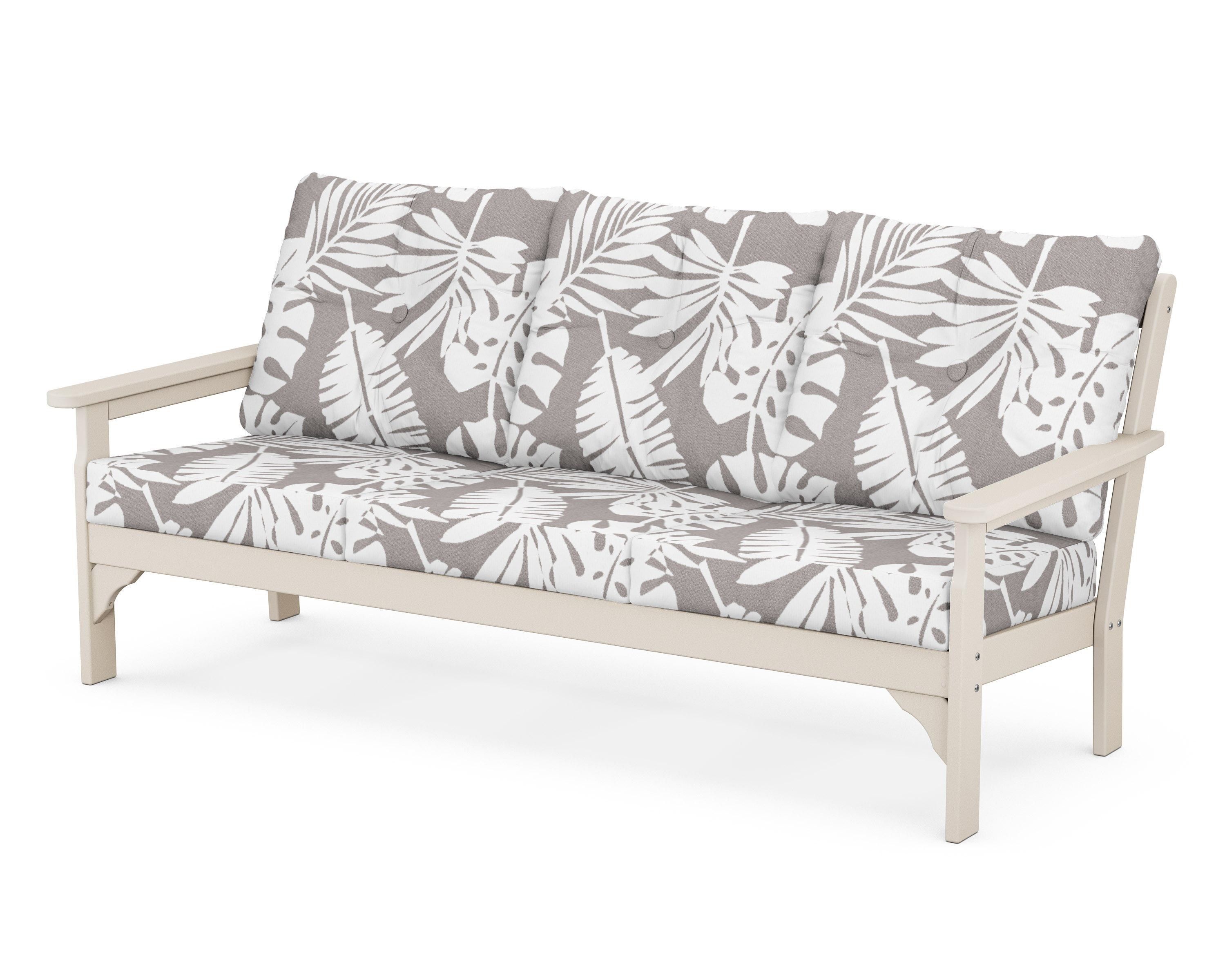 POLYWOOD® Vineyard Deep Seating Sofa in Sand / Leaf Grey Mist