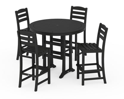 POLYWOOD® La Casa Café 5-Piece Side Chair Bar Dining Set in Black