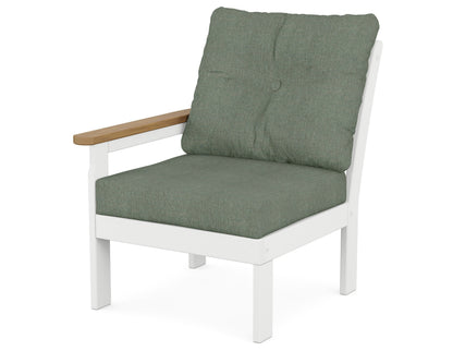 POLYWOOD® Vineyard Modular Left Arm Chair in White / Natural / Cast Sage