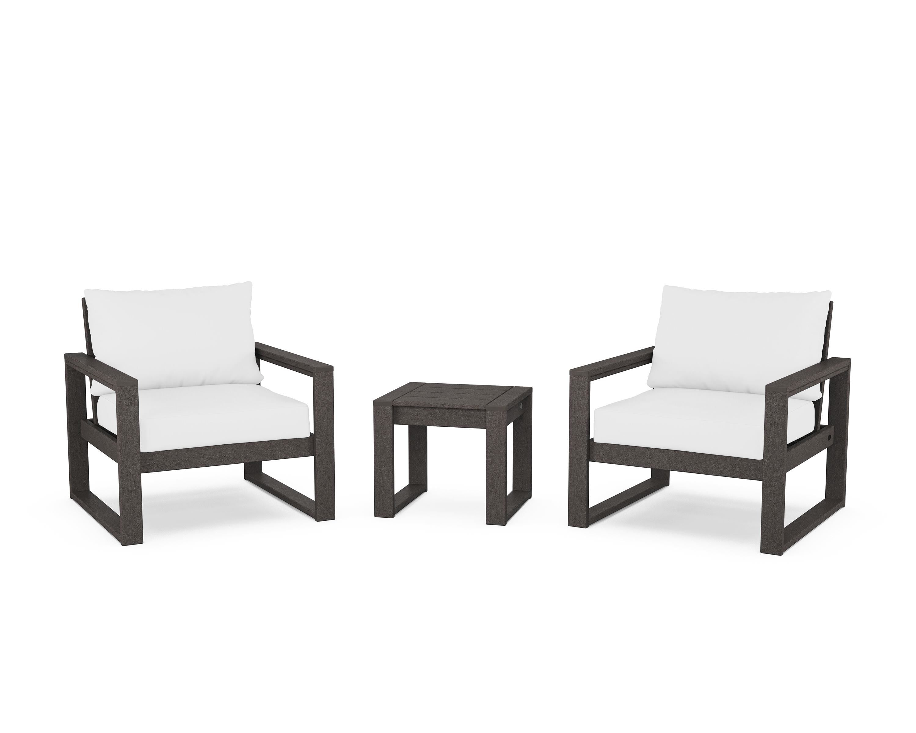 POLYWOOD® EDGE Sectional 3-Piece Deep Seating Set in Vintage Coffee / Natural