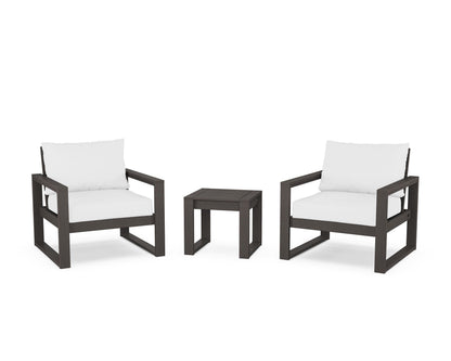 POLYWOOD® EDGE Sectional 3-Piece Deep Seating Set in Vintage Coffee / Natural