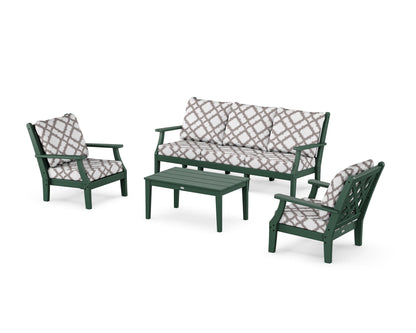 Country Living Wovendale 4-Piece Deep Seating Set with Sofa in Green / Trellis Grey Mist