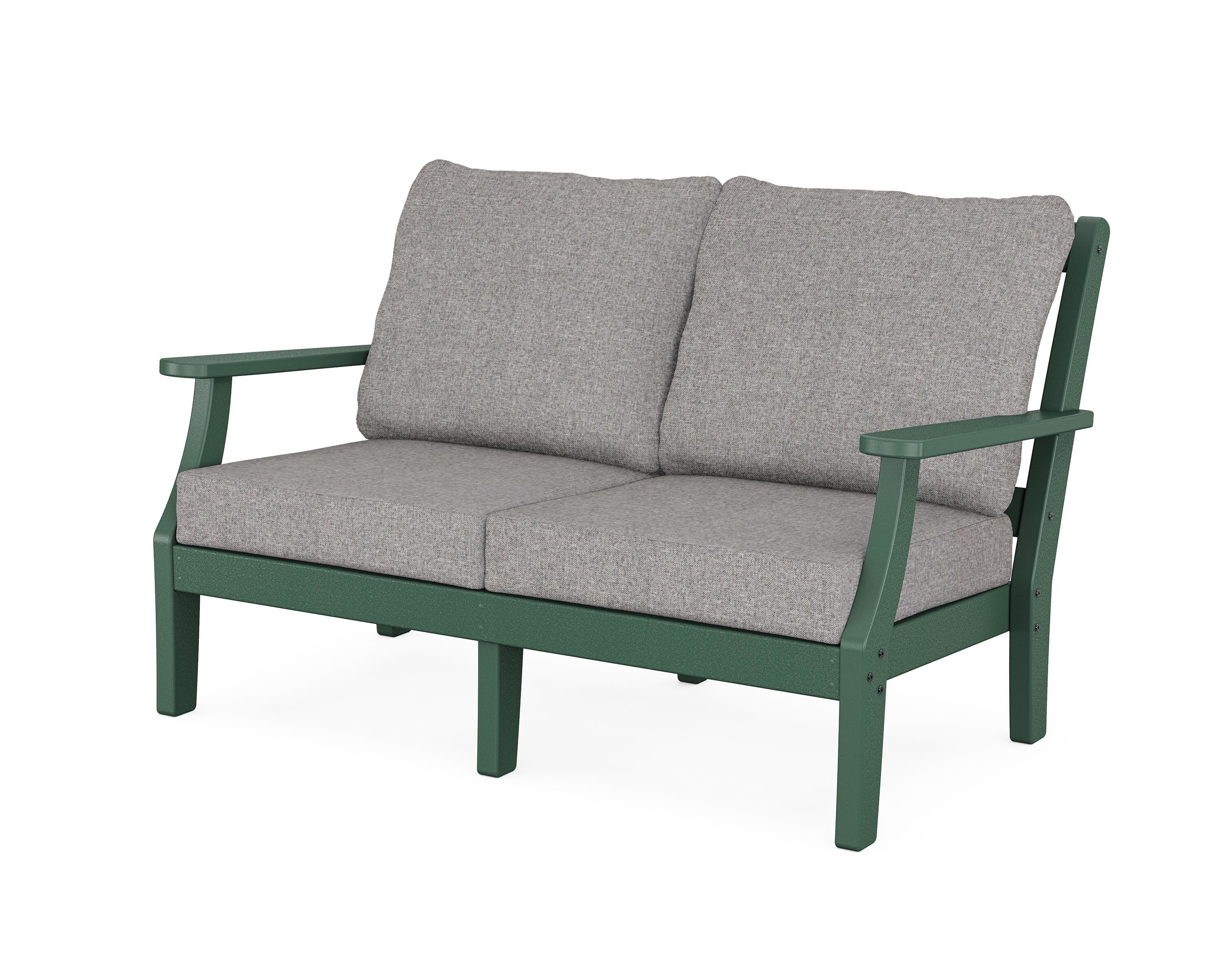 Martha Stewart by POLYWOOD® Chinoiserie Deep Seating Loveseat in Green / Grey Mist