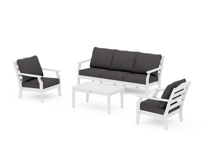 Draper James™ by  POLYWOOD® Savannah 4-Piece Deep Seating Set with Sofa in White / Ash Charcoal