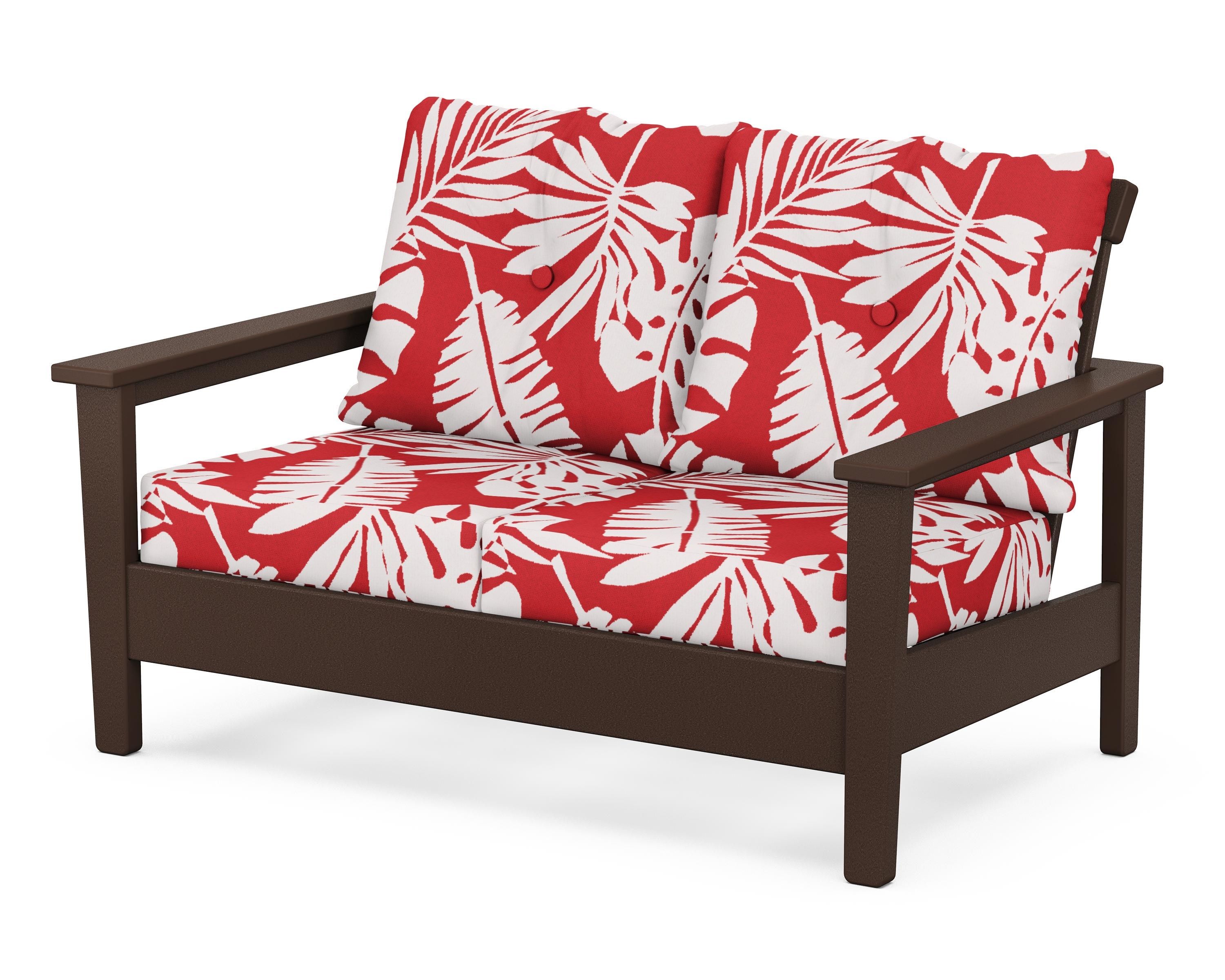 POLYWOOD® Prescott Deep Seating Loveseat in Mahogany / Leaf Crimson